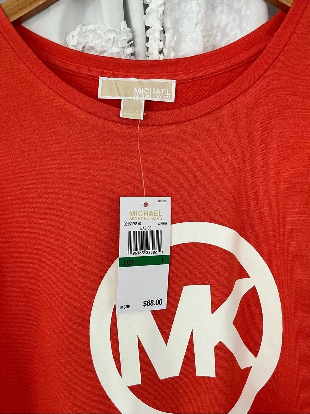 Michael Kors Orange Logo Sleeveless Tank with White MK Emblem